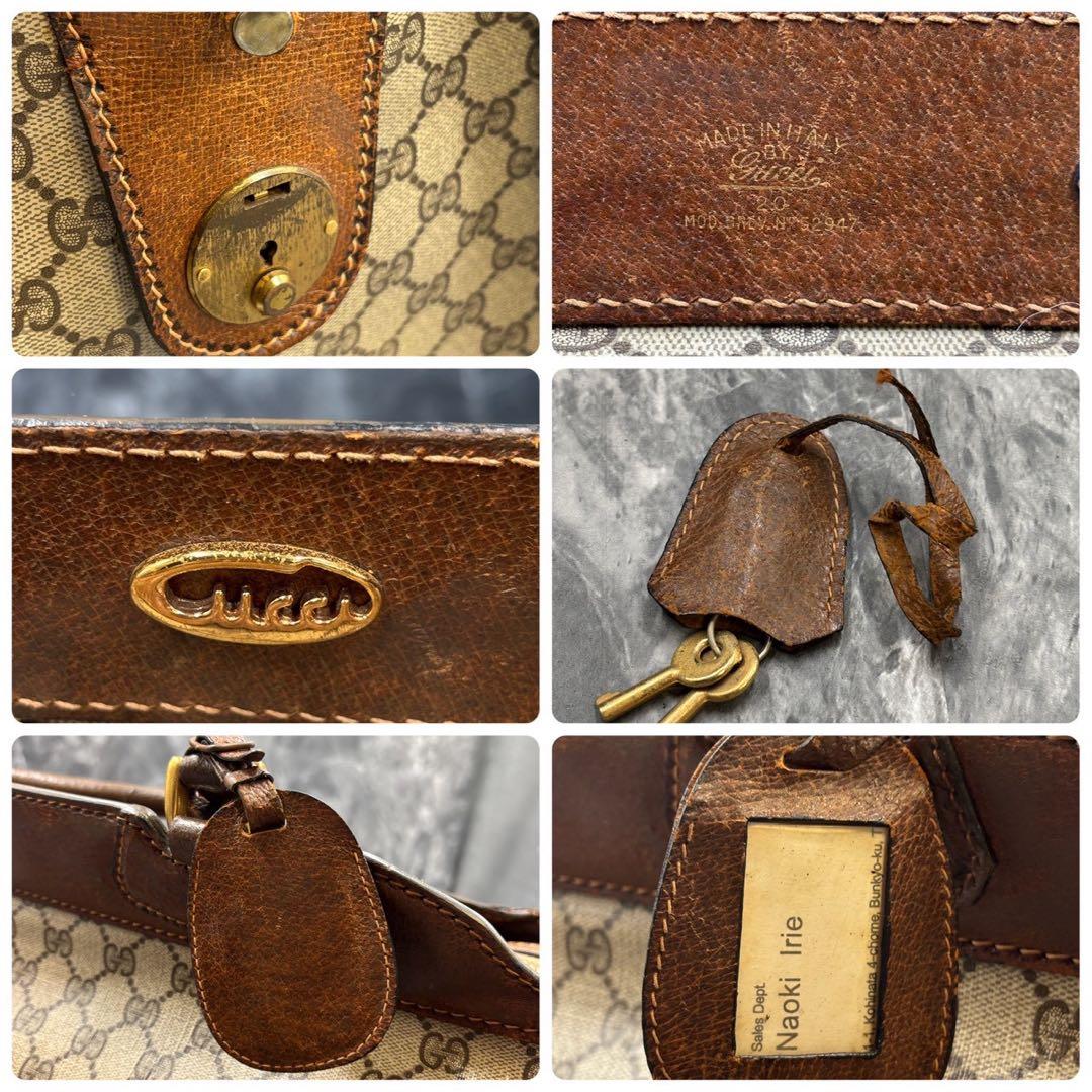 ✨美品✨GUCCI GG ボストンバッグ ハンド ブラウン レザー ロゴ 金具