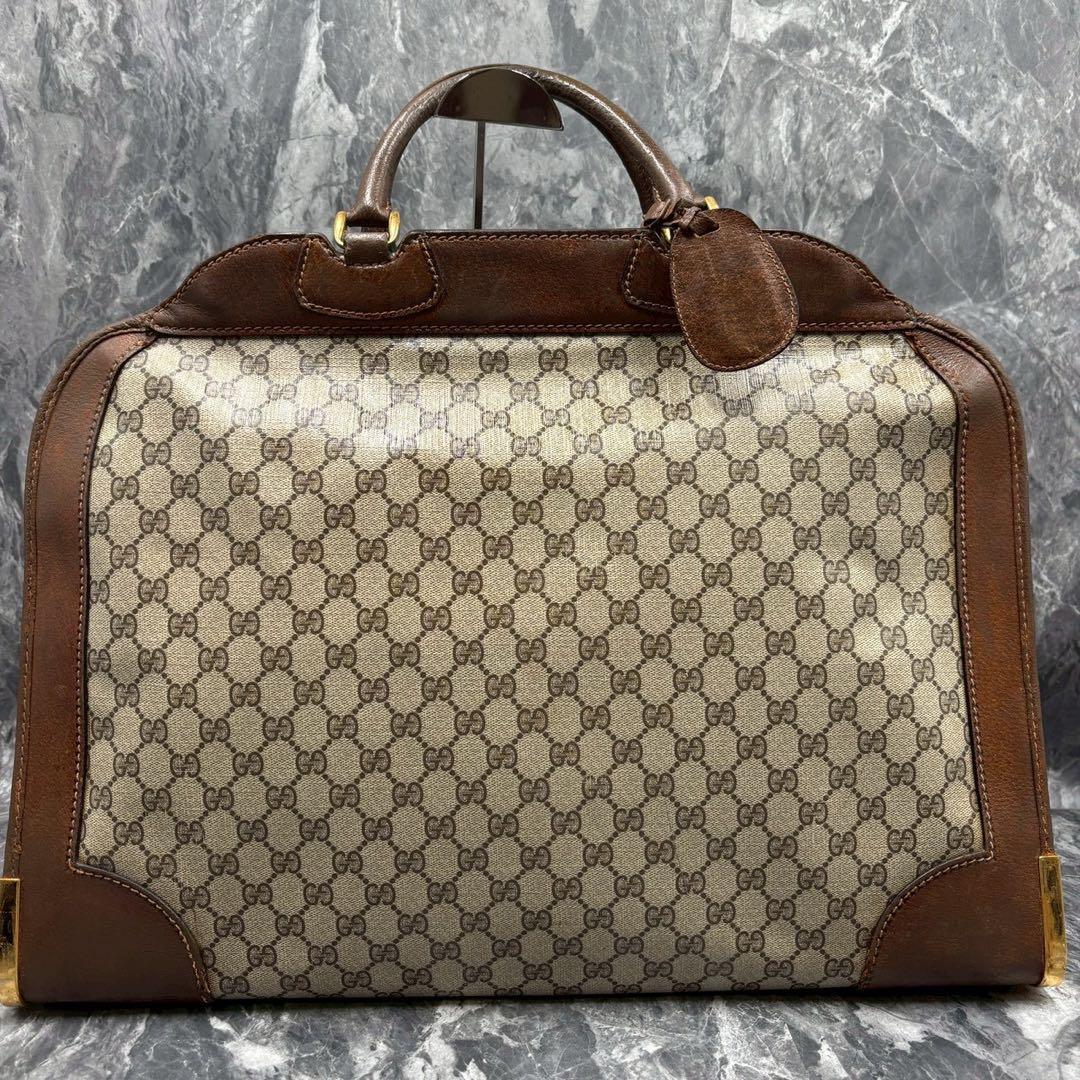 ✨美品✨GUCCI GG ボストンバッグ ハンド ブラウン レザー ロゴ 金具