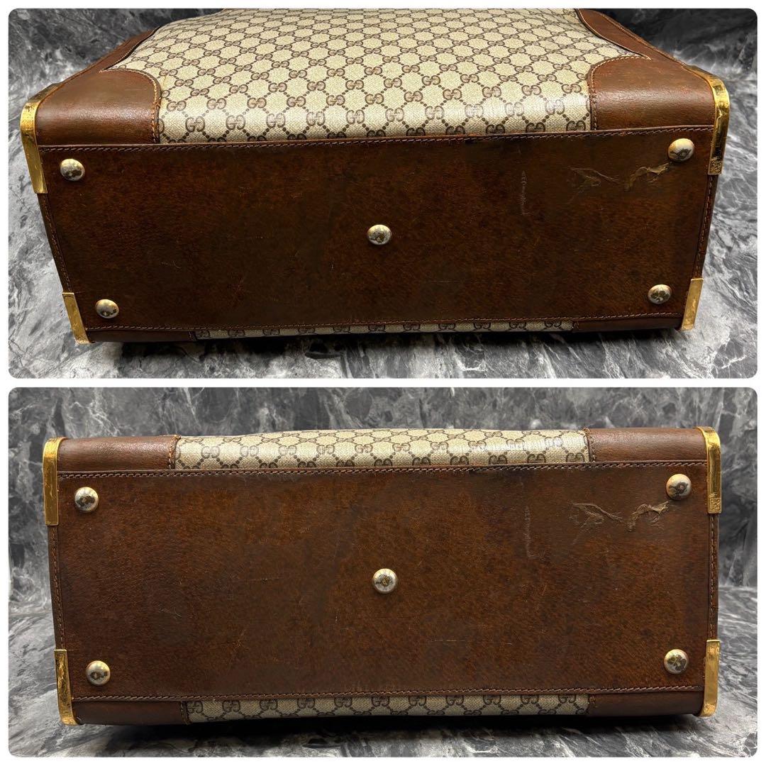 ✨美品✨GUCCI GG ボストンバッグ ハンド ブラウン レザー ロゴ 金具