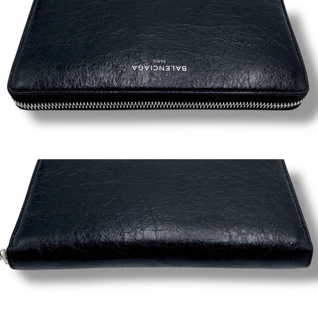 美品✨バレンシアガ 長財布 ラウンドファスナー エッセンシャル レザー ブラック