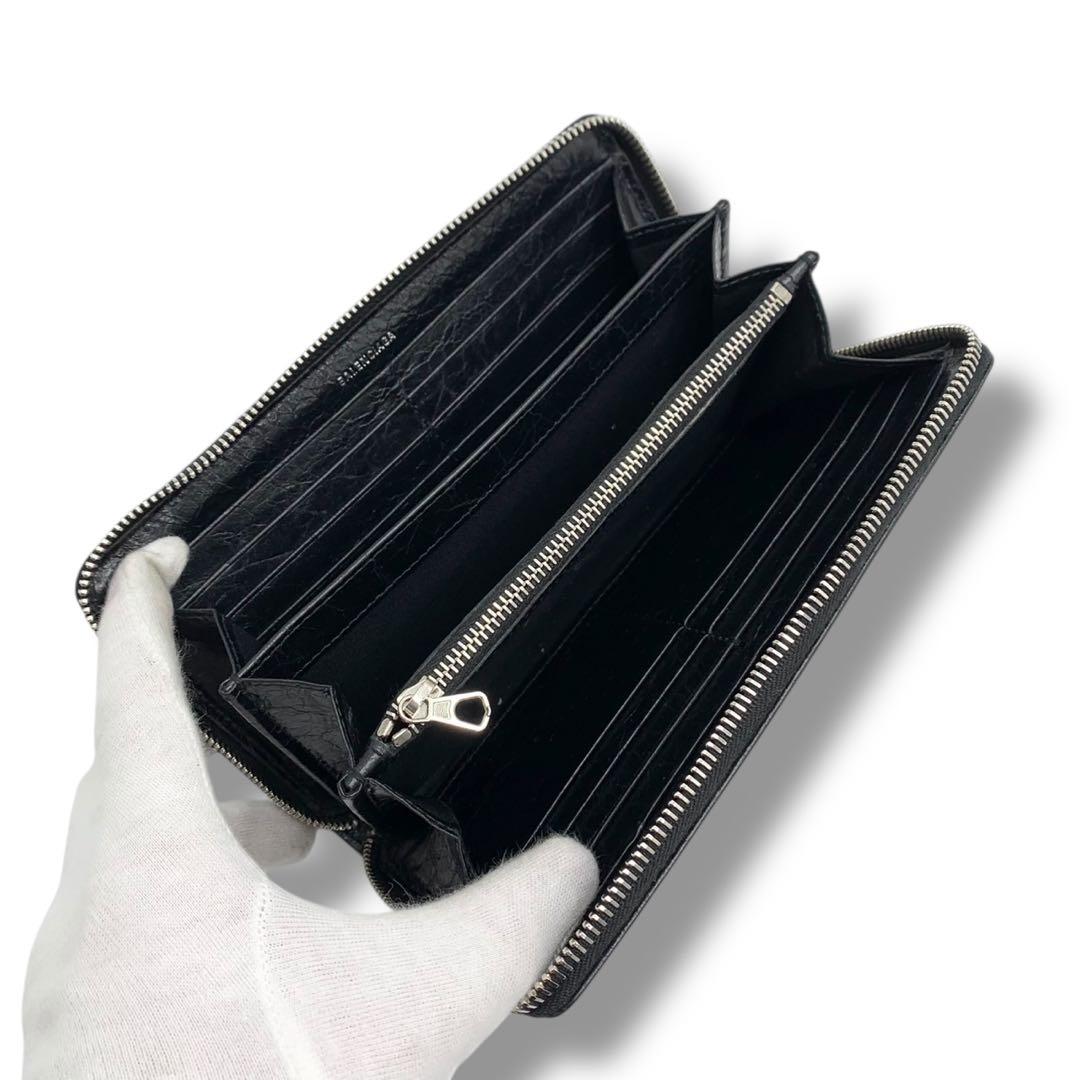 美品✨バレンシアガ 長財布 ラウンドファスナー エッセンシャル レザー ブラック