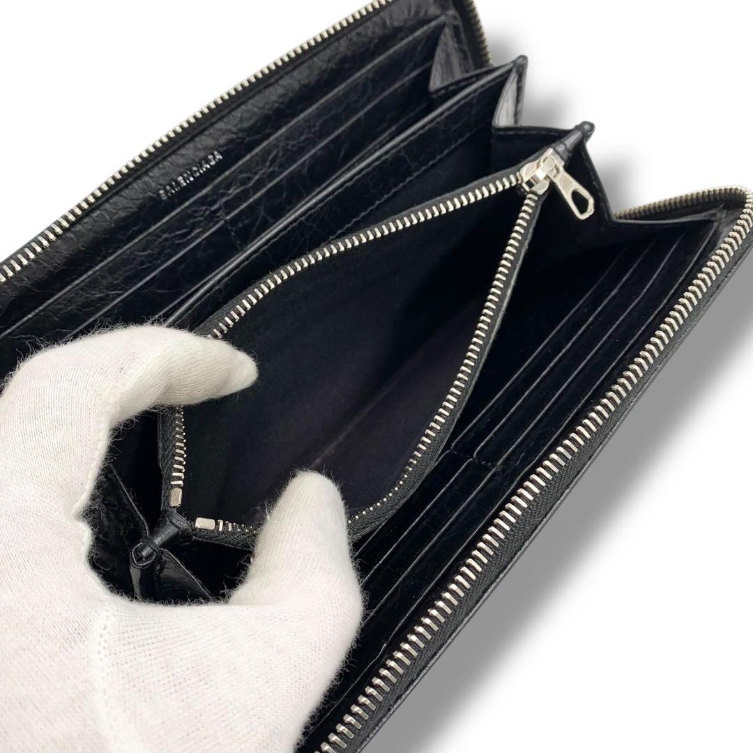 美品✨バレンシアガ 長財布 ラウンドファスナー エッセンシャル レザー ブラック