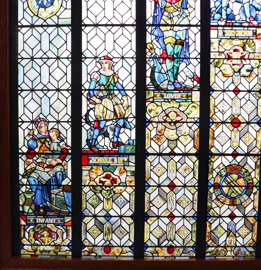 お気に召すまま 男性の七つの時代 ヴィンテージ ステンドグラス 特大サイズ