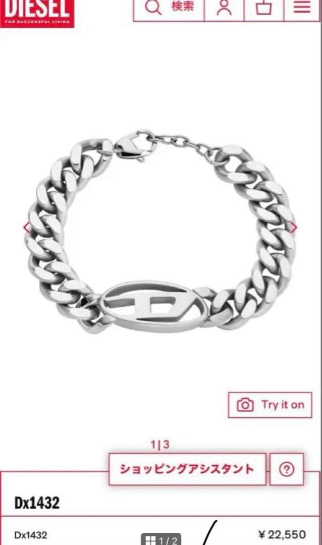 DIESEL Dx1432 シルバーブレスレット