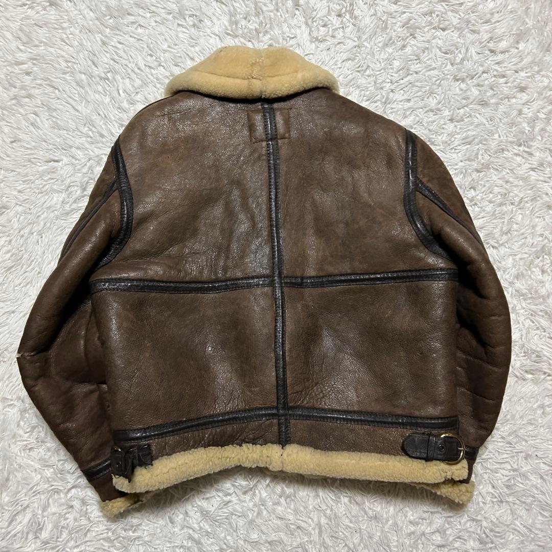 【XL】極暖 ショット　ムートン　フライトジャケット　B-3 ボア　ブラウン