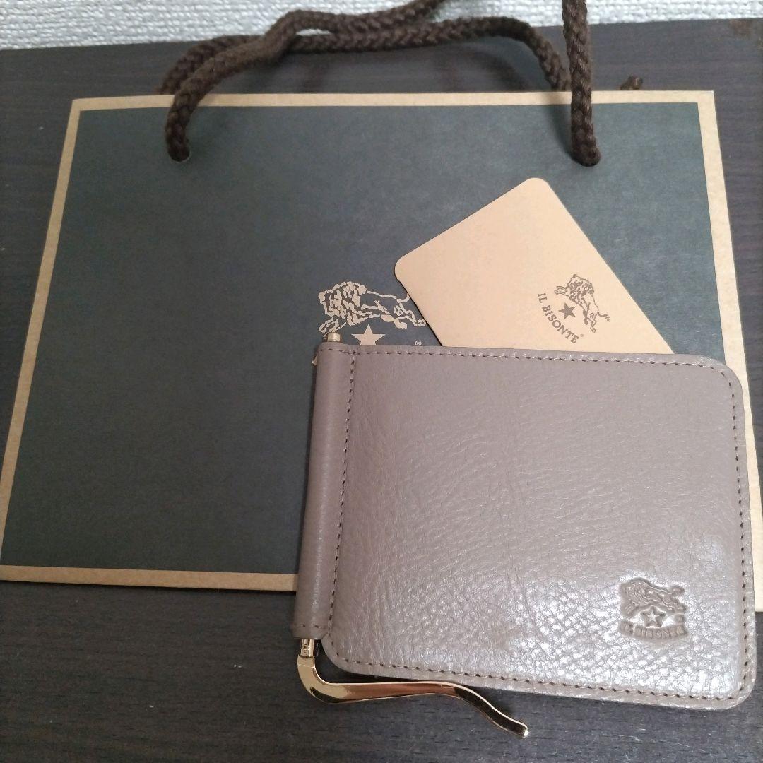 新品 イルビゾンテ 本革 レザー ウォレット 財布 マネークリップ グレー