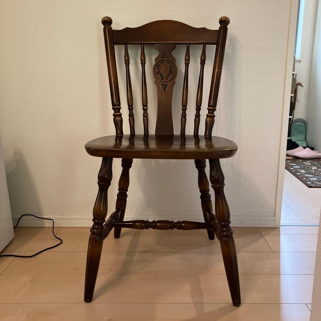 ウィンザーチェア　キツツキマーク　飛騨産業　木製ダークブラウン