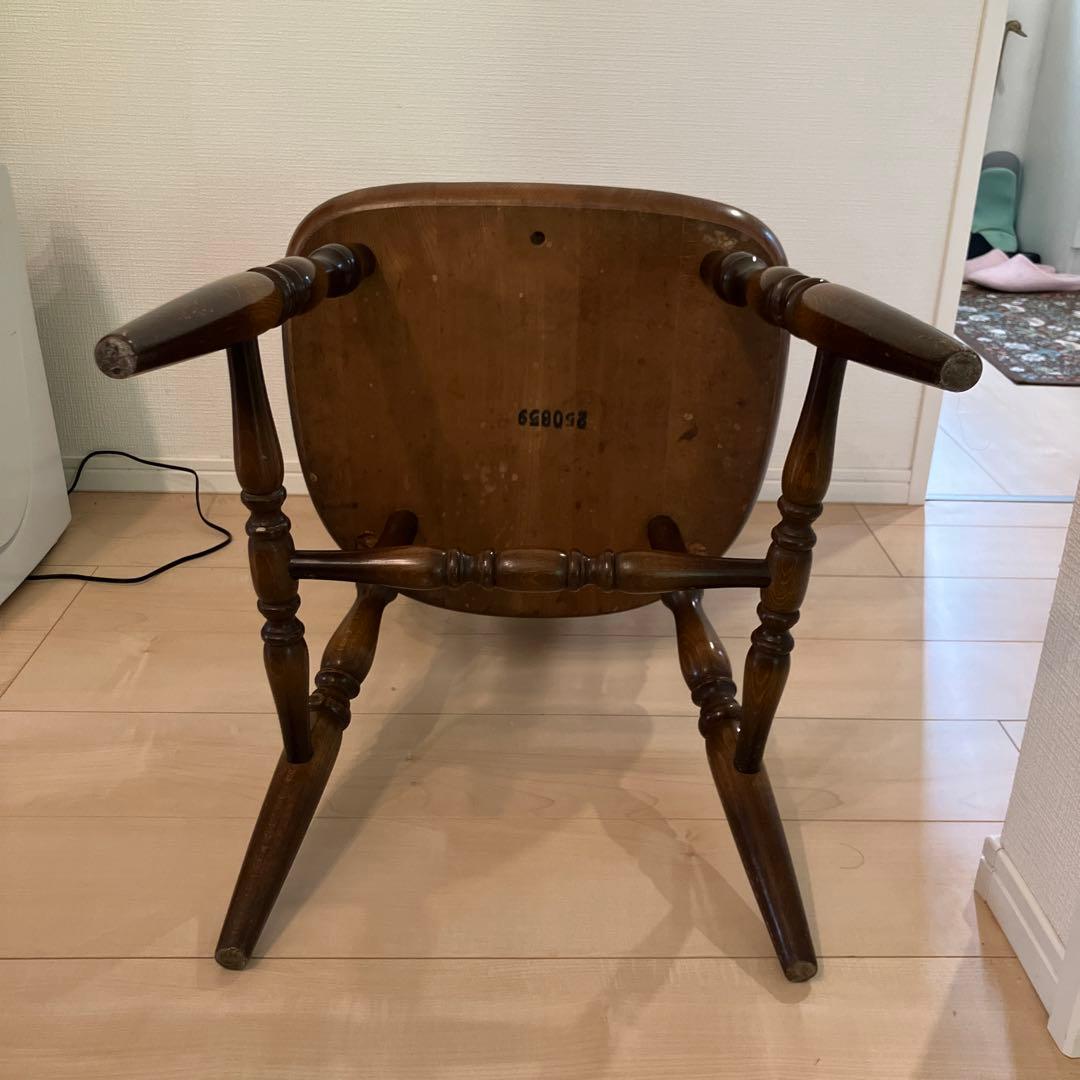 ウィンザーチェア　キツツキマーク　飛騨産業　木製ダークブラウン