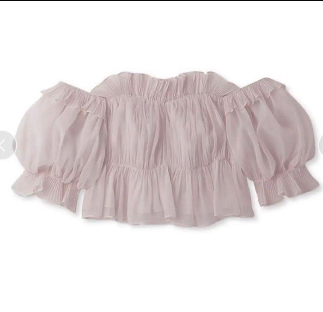 snidel ボリュームギャザーフリルオフショルブラウス ピンク