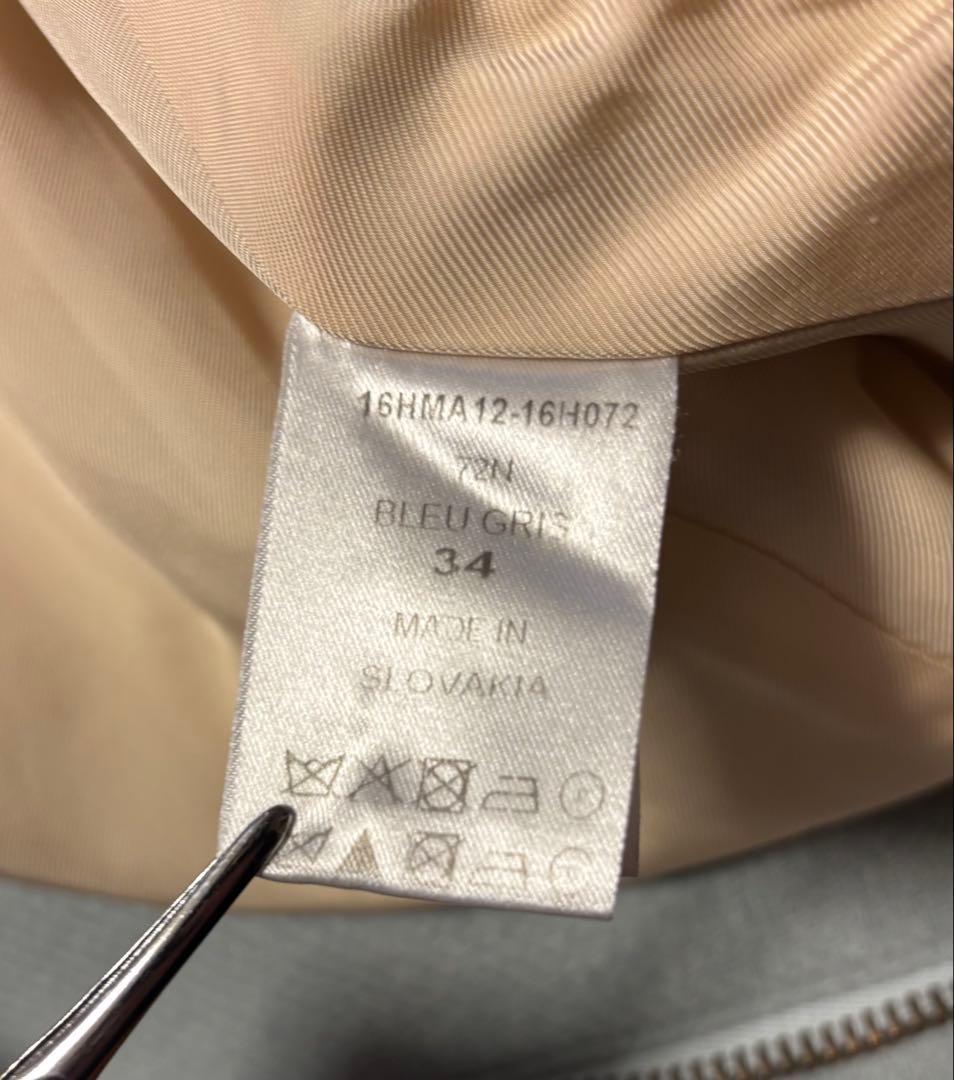 CHLOE クロエ バージンウール ロングコート ノーカラー ブルー サイズ34