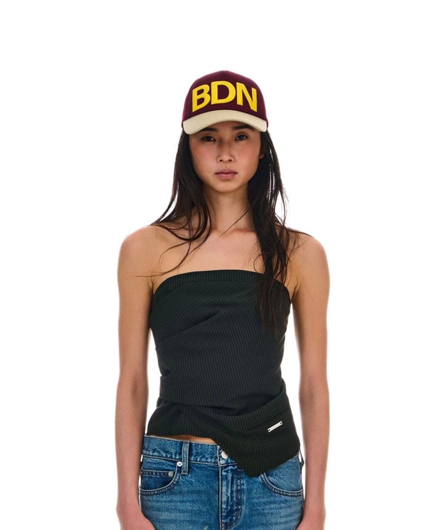 トップス beeden DRAPE ASYMMETRY BARE TOP