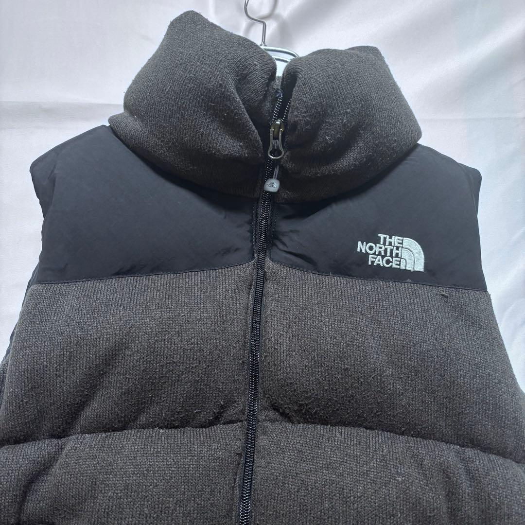 ☆人気　ノースフェイス　ニット　ダウンベスト　グレー　レディースM