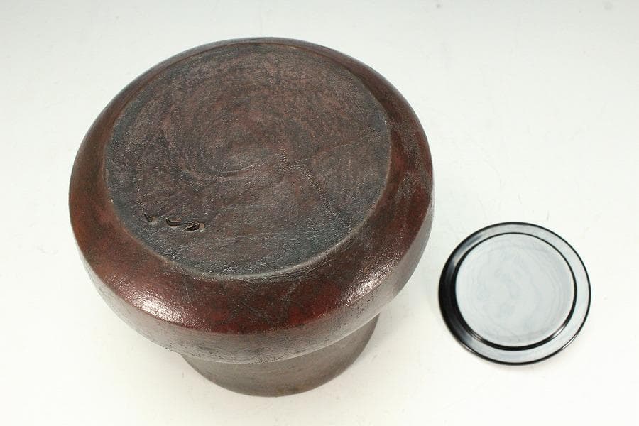 茶道具 古備前 管耳砂金袋 水指 徳川美術館参事 識箱(K-A409)