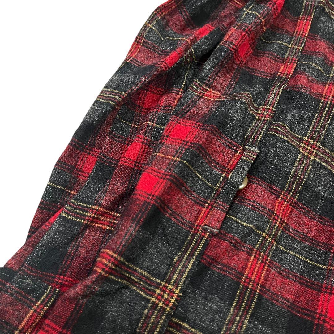 【40s】PENDLETON タータンチェック柄 ガウン ノーカラーコート L