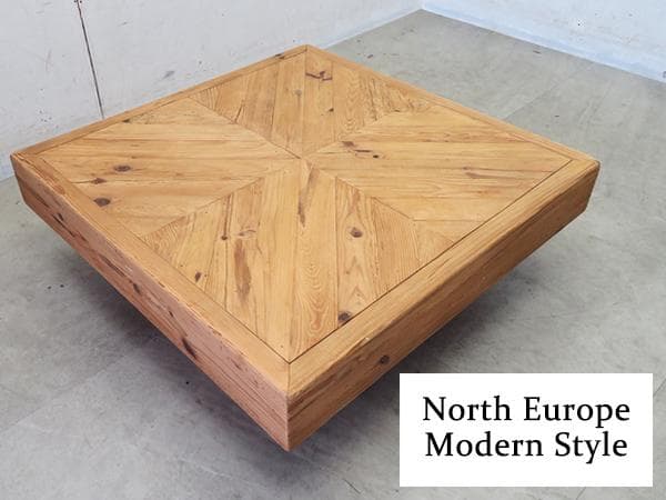 美品■北欧モダンスタイル■パイン古材■ヘリンボーン■リビングテーブル