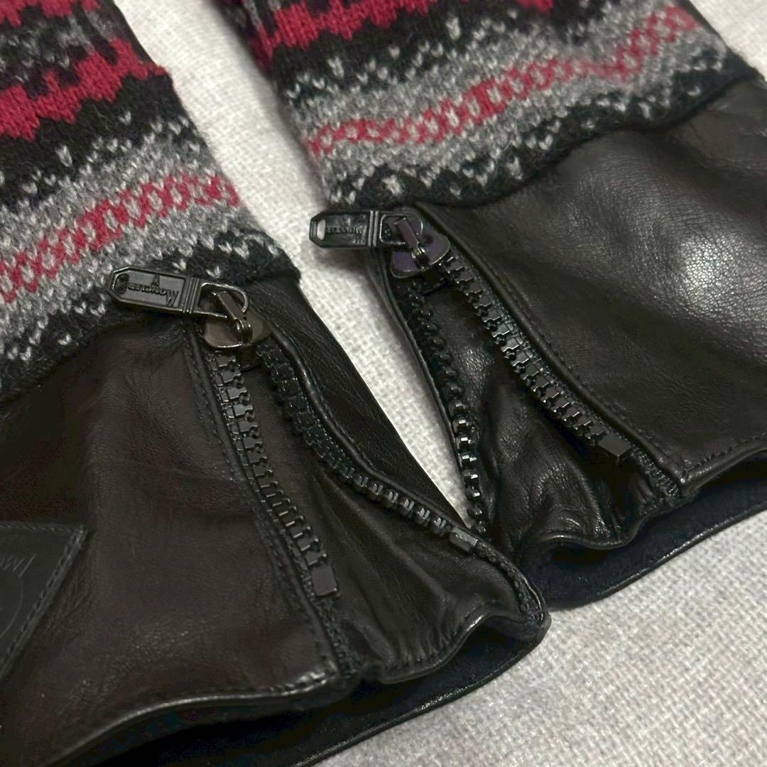 MONCLER モンクレール 本革 ニット手袋 メンズ