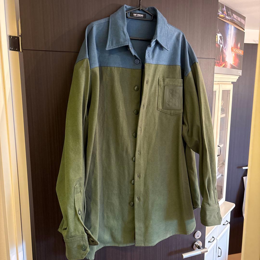 RAF SIMONS 長袖シャツ オリーブグリーン/ブルー
