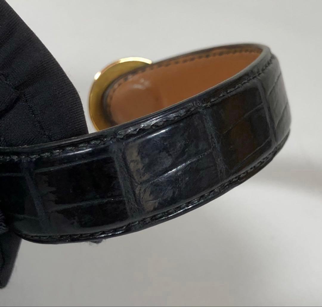 希少 HERMES エルメス バングル クロコダイル レザー ブラック