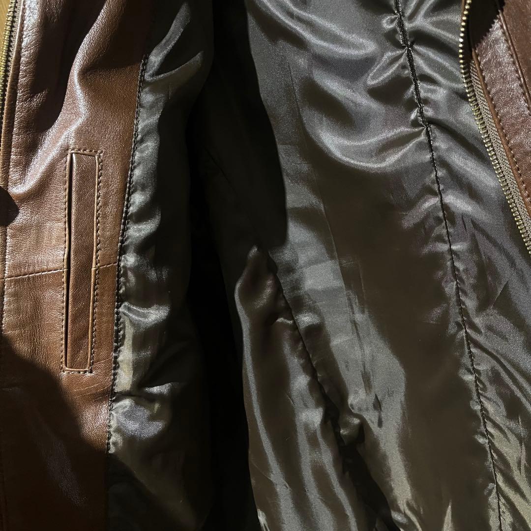 【美品】TETE HOMME レザージャケット ブラウン 6(M〜L)本革羊