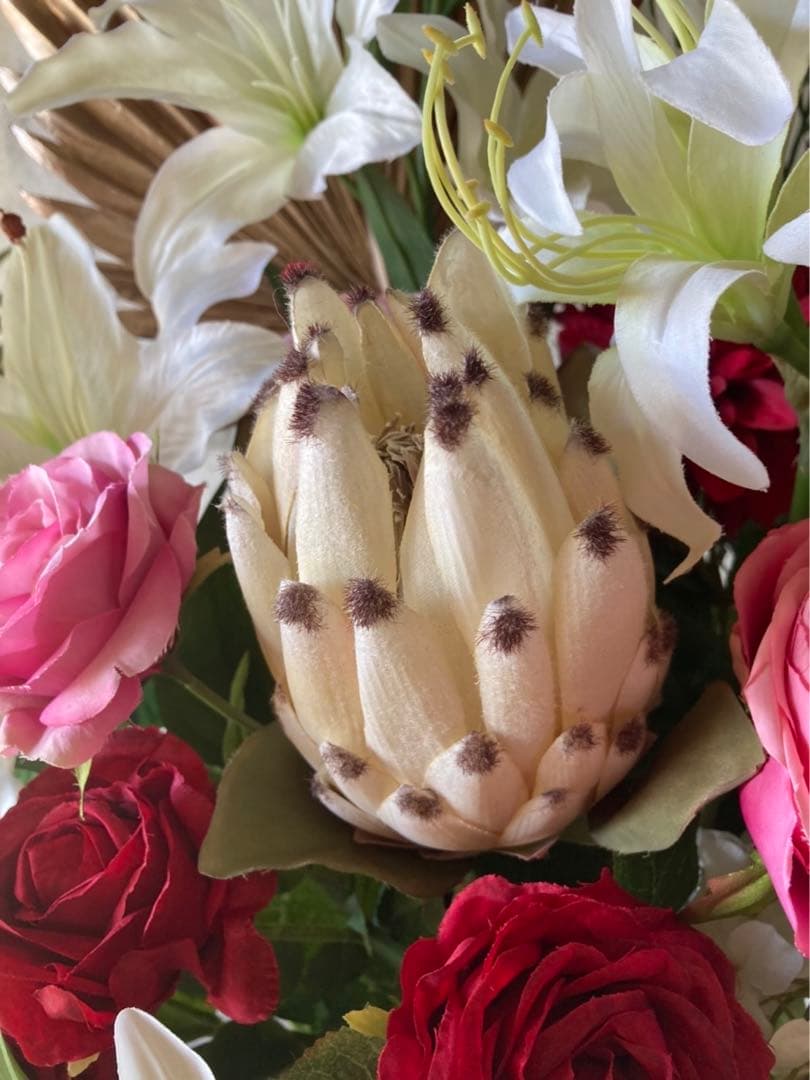 光触媒　人工観葉植物　ウォールグリーン　フェイクフラワー　カサブランカアレンジ