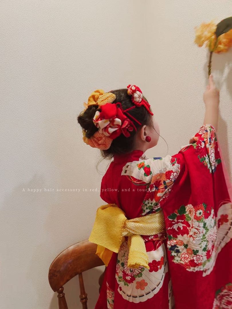 七五三　七五三髪飾り　ヘッドドレス　着物髪飾り可愛い黄色の髪飾り　036