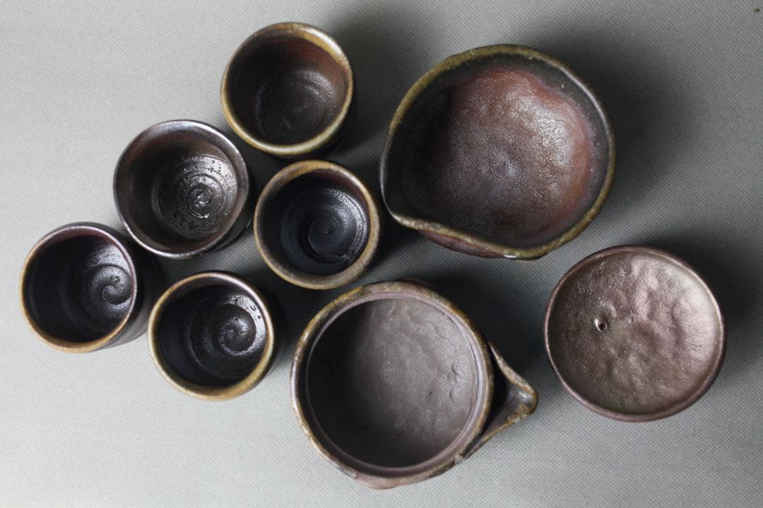 備前焼 龍細工 宝瓶 煎茶器 湯冷まし 七点