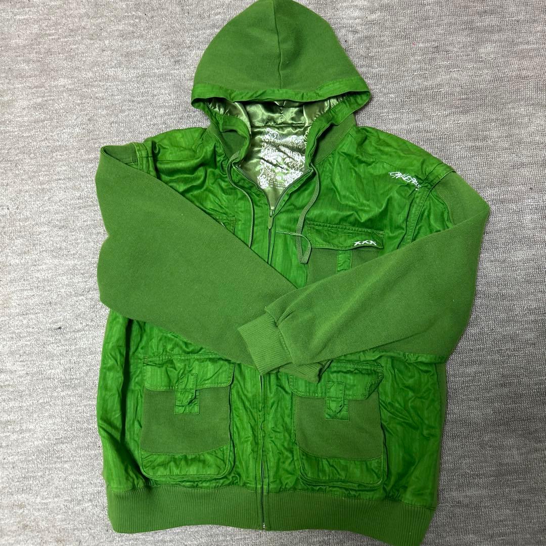 pellepelle フード付きグリーンジャケットセットアップ