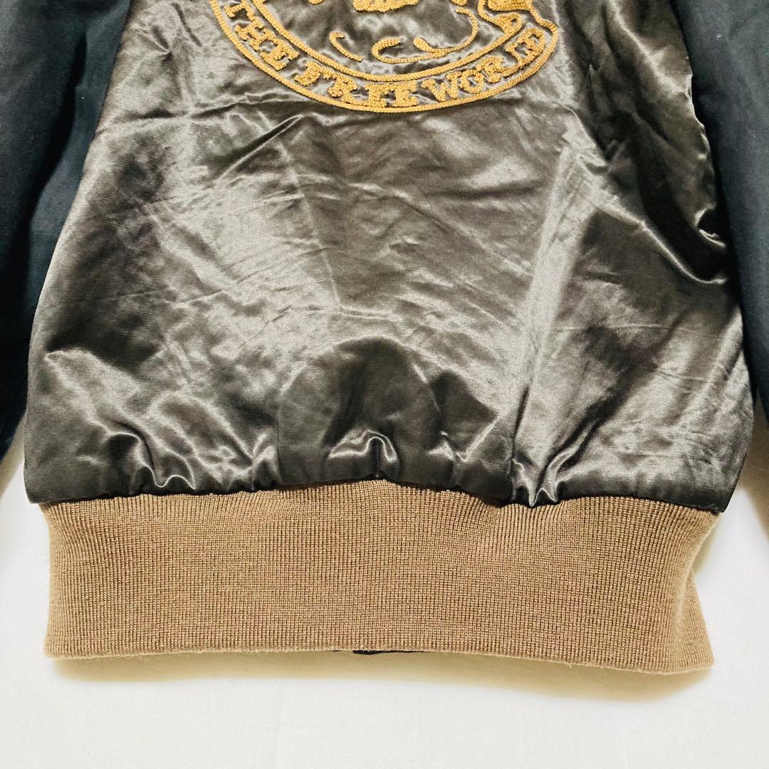 リバーシブル 刺繍 スカジャンSKULL JEANS スカル タトゥー M相当