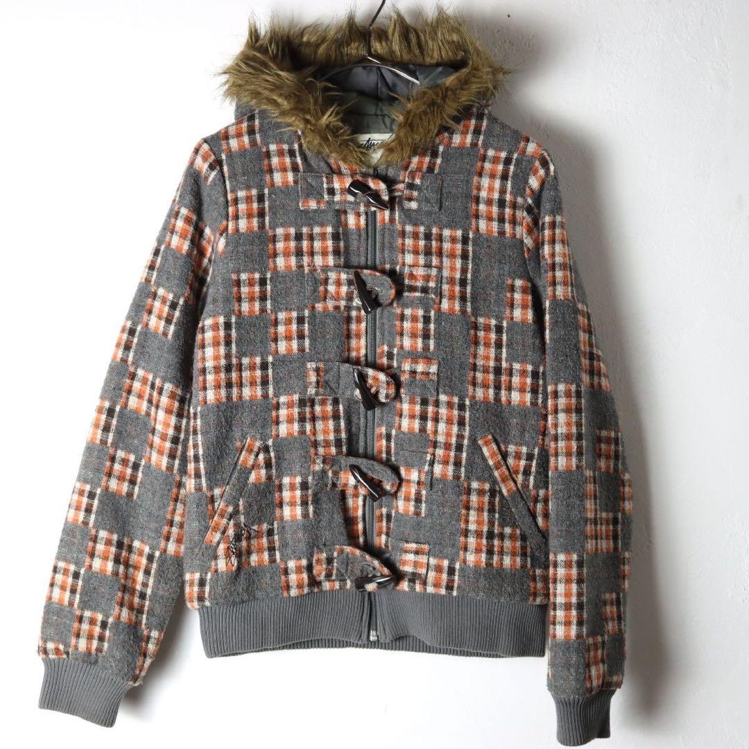 ジャケット・アウター Stussy check patchwork duffle jacket