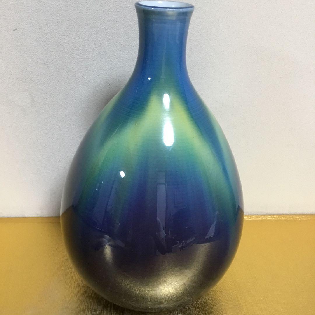 九谷焼花瓶　人間国宝　3代目徳田八十吉　(正彦) 26センチ