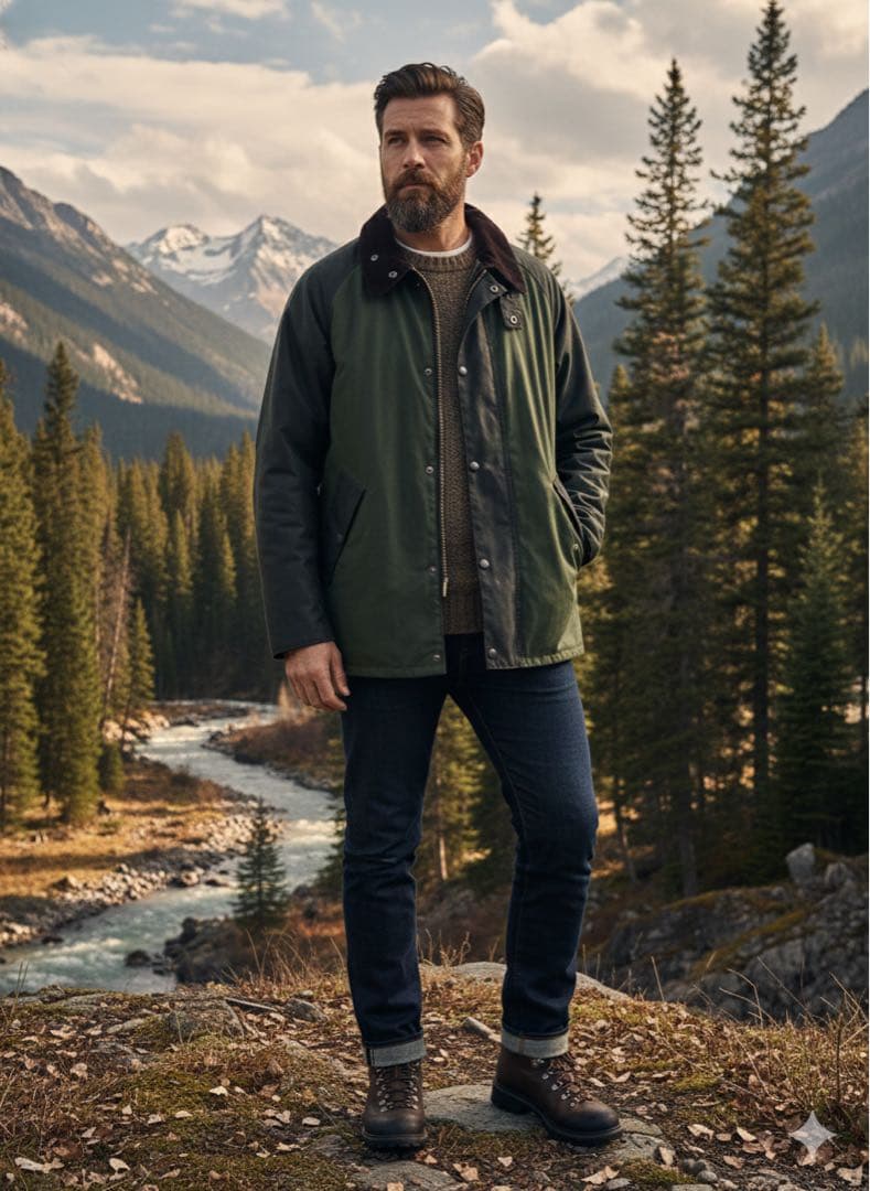 【お安く！美品】Barbour トランスポート　ダークグリーン切り替え　42