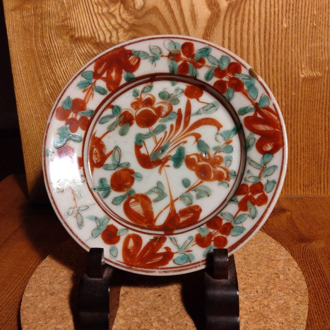 呉須赤絵　仏桑華図　明朝末期　皿