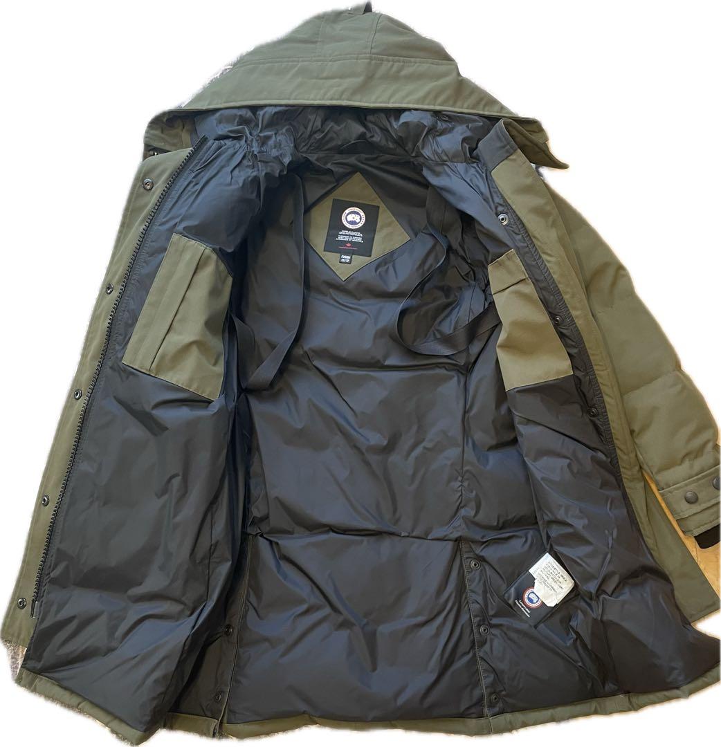 ★良品★カナダグースシェルバーンパーカ XS オリーブグリーンフード付きダウン