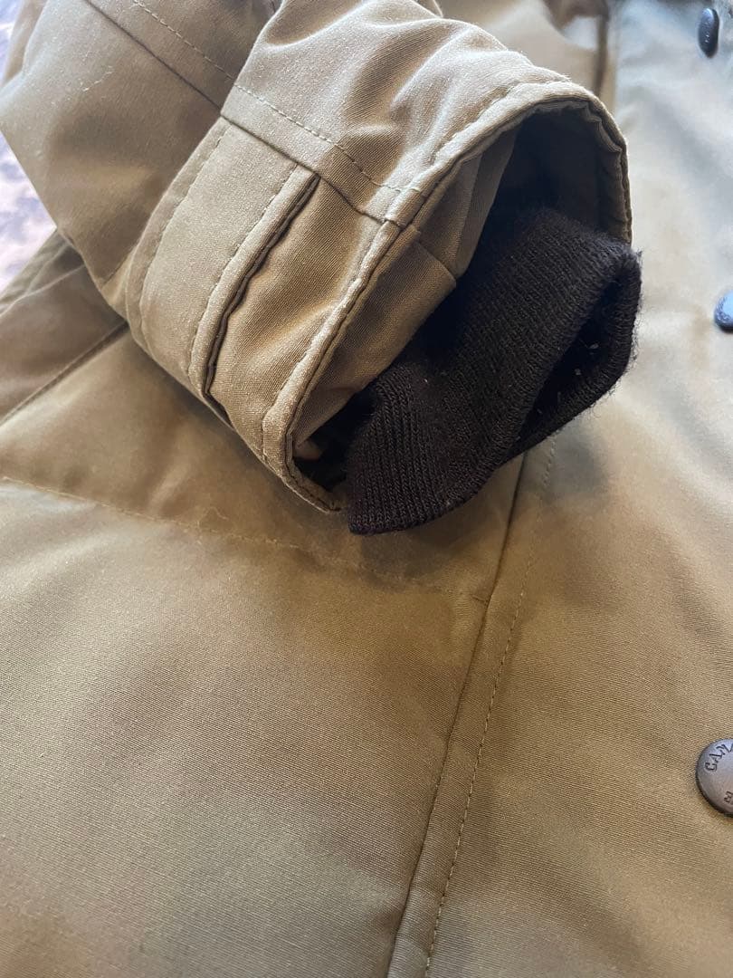 ★良品★カナダグースシェルバーンパーカ XS オリーブグリーンフード付きダウン