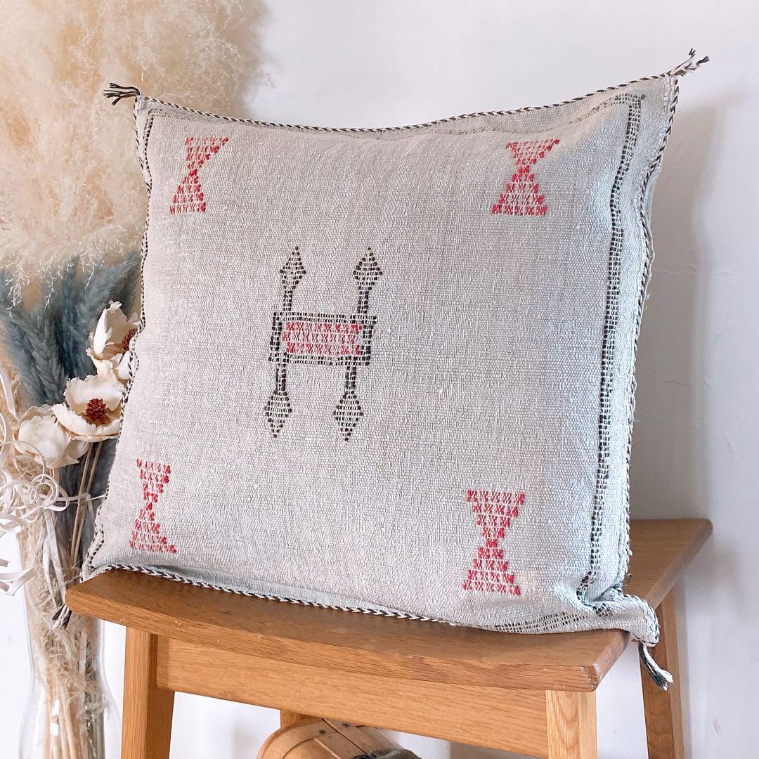 モロッコ製 カクタスシルク サブラ クッションカバー 約47×50cm