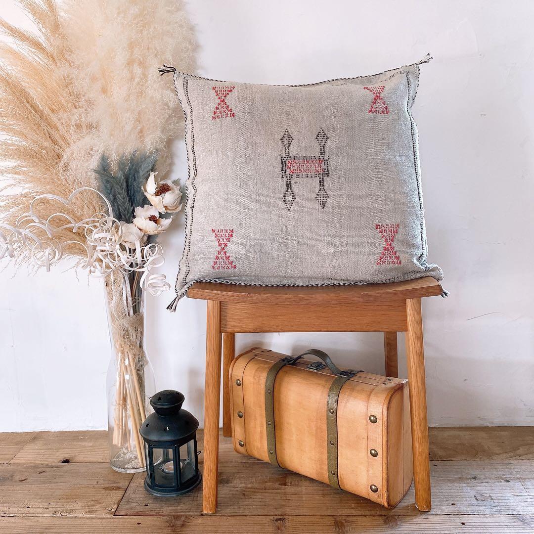 モロッコ製 カクタスシルク サブラ クッションカバー 約47×50cm