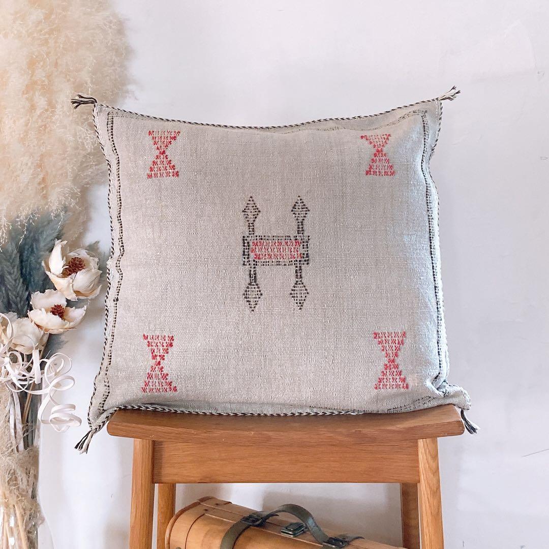 モロッコ製 カクタスシルク サブラ クッションカバー 約47×50cm