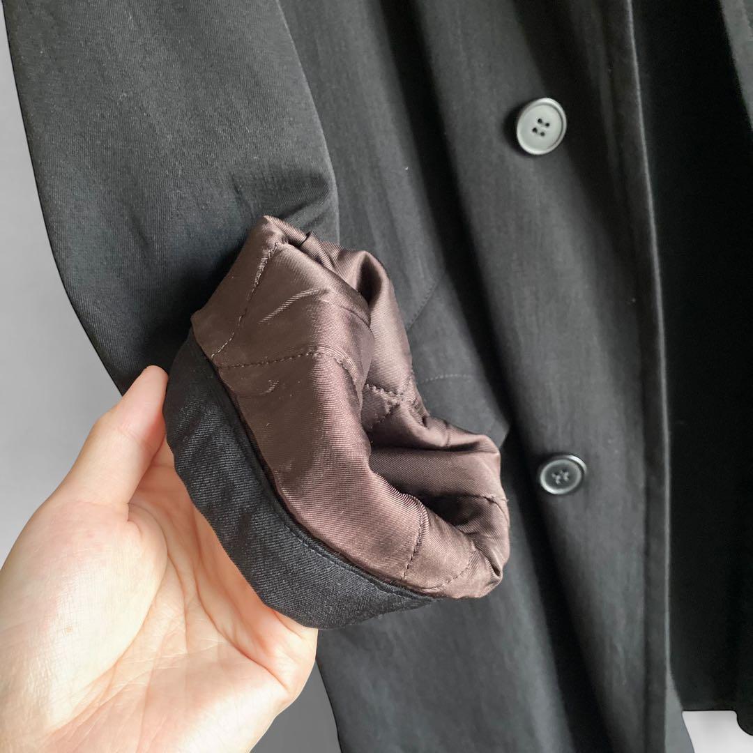 80s90s イタリア製 LANDI 一枚袖 ウールギャバハーフコート ブラック