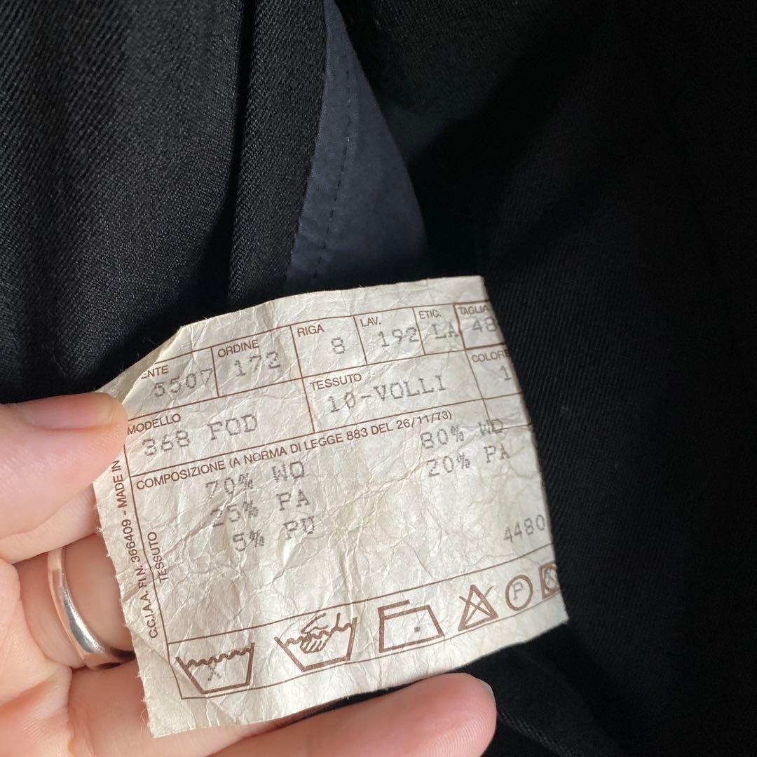 80s90s イタリア製 LANDI 一枚袖 ウールギャバハーフコート ブラック