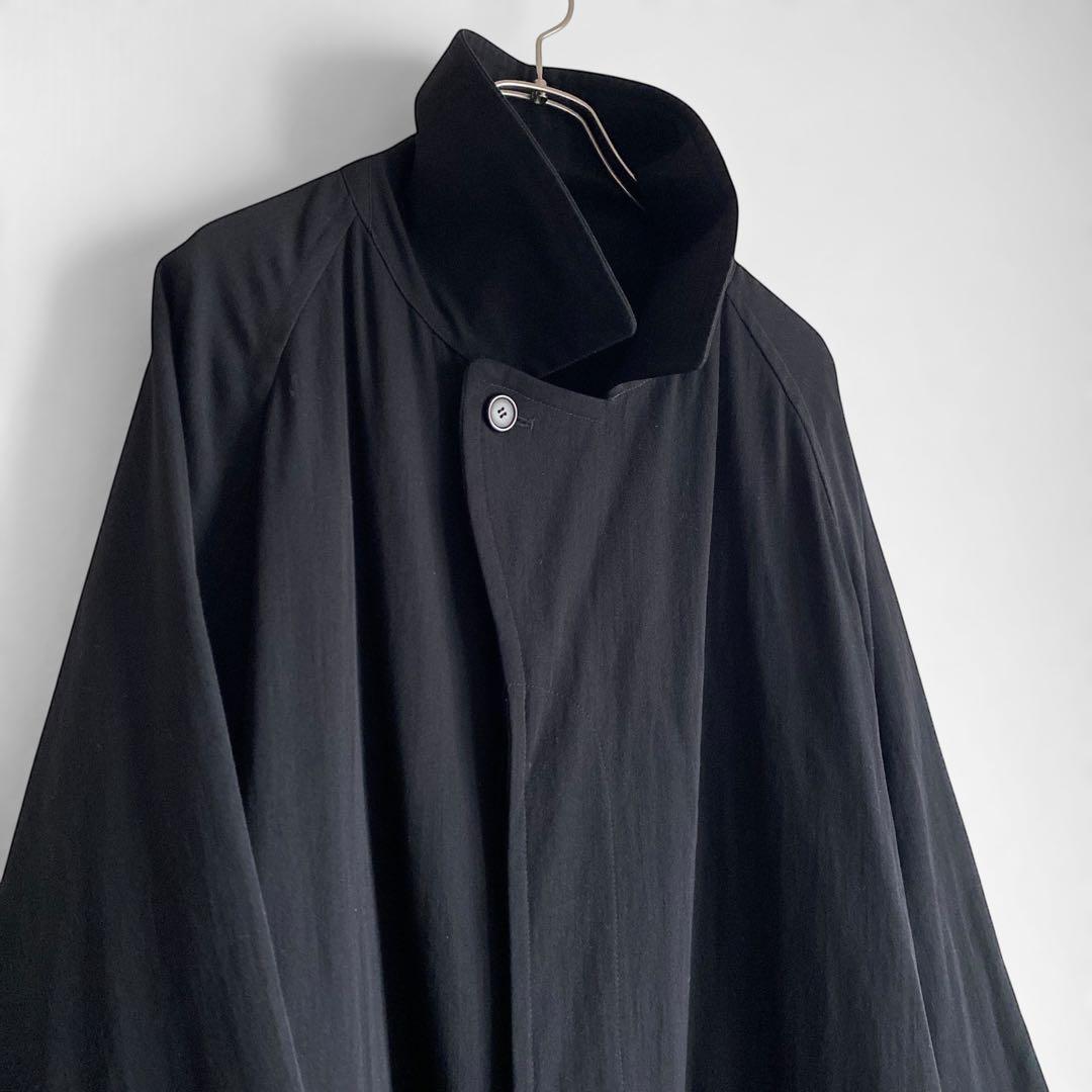80s90s イタリア製 LANDI 一枚袖 ウールギャバハーフコート ブラック
