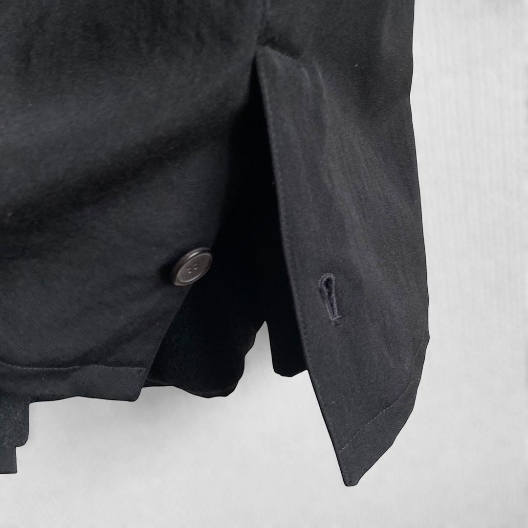 80s90s イタリア製 LANDI 一枚袖 ウールギャバハーフコート ブラック