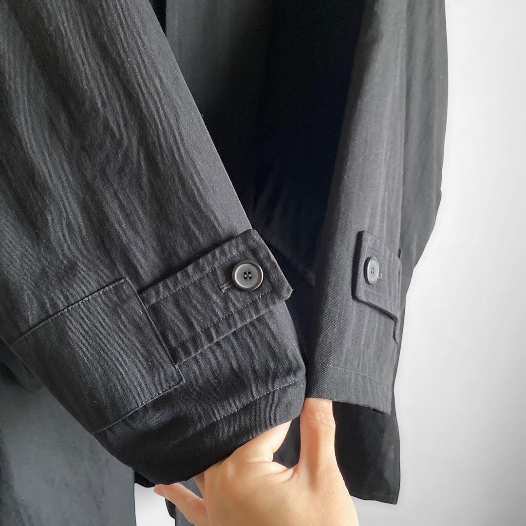 80s90s イタリア製 LANDI 一枚袖 ウールギャバハーフコート ブラック