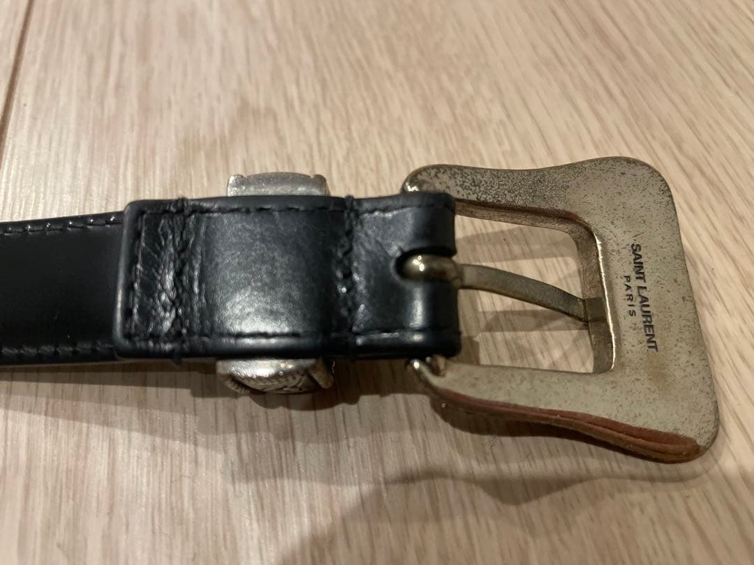 SAINT LAURENT PARISウエスタンレザーナローベルト　サイズ90