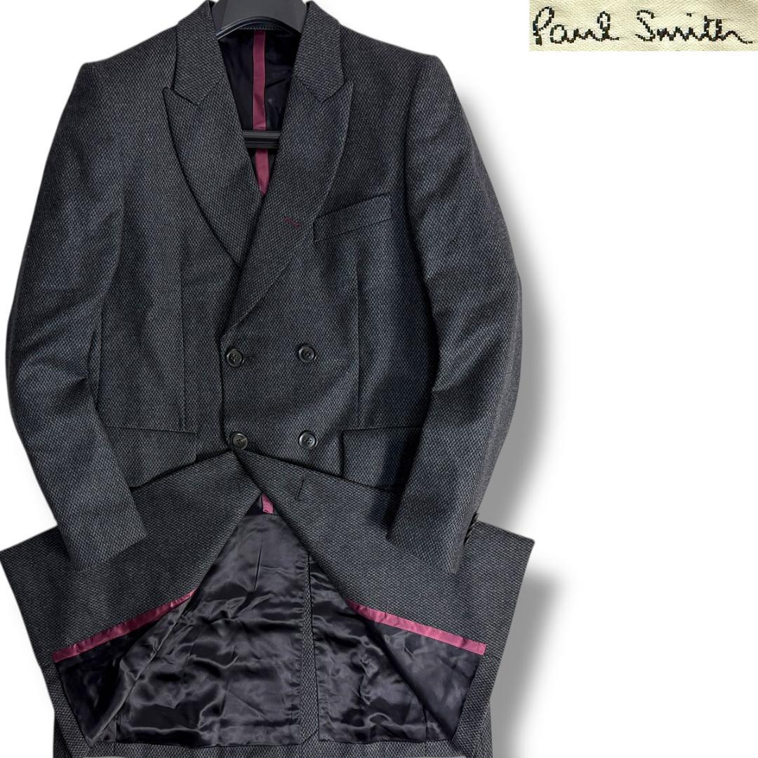 J6391 美品 ポールスミス ダブルチェスターコート チャコールグレー M