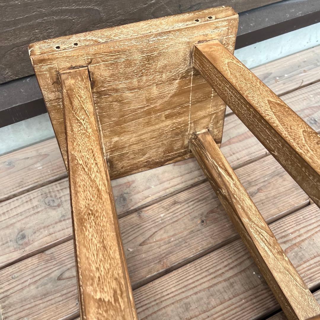 オールドチーク材のハイスツール 無垢材 カウンターチェア 角型 腰掛け バー椅子