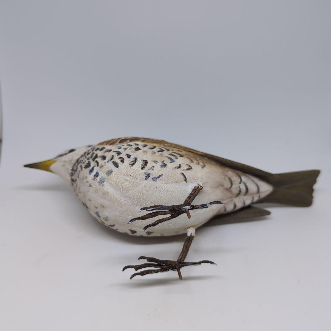 「ツグミ」　　木彫りの野鳥　野鳥彫刻　 　　バードカービング