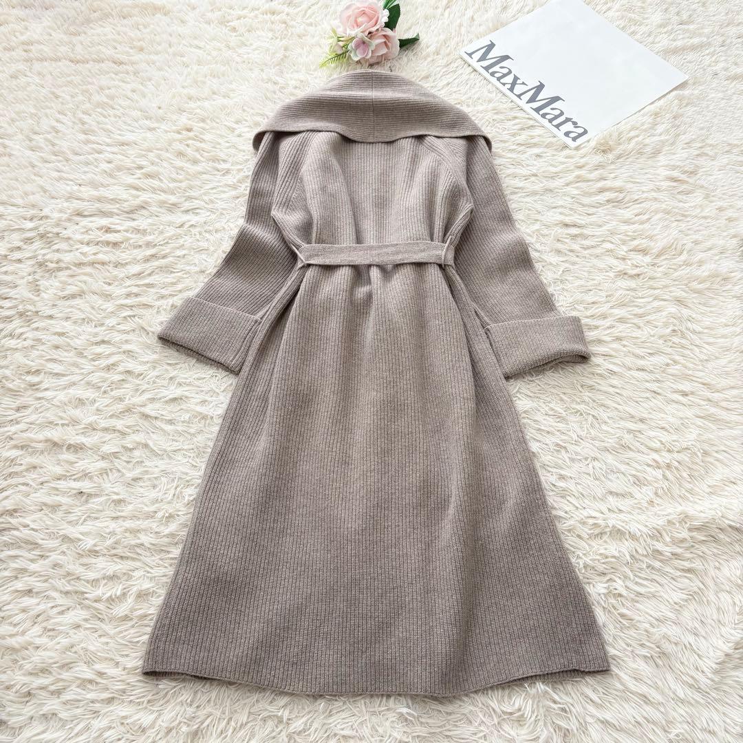 ウィークエンドマックスマーラ　マニュエラ　ロングカーディガン　リブ　ベージュ　S