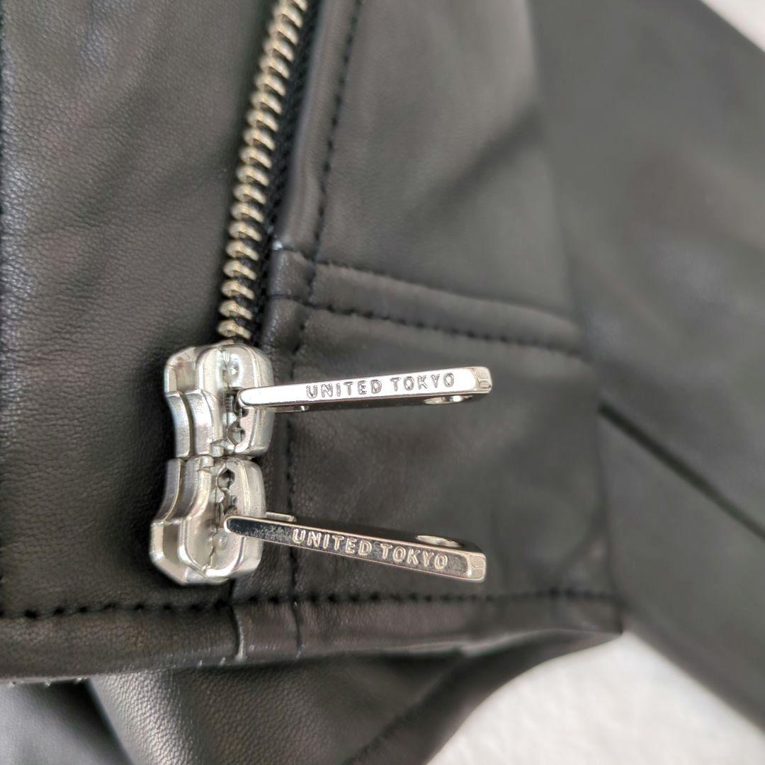 未使用タグ付 UNITEDTOKYO 羊革ダブルライダースジャケット黒サイズ3