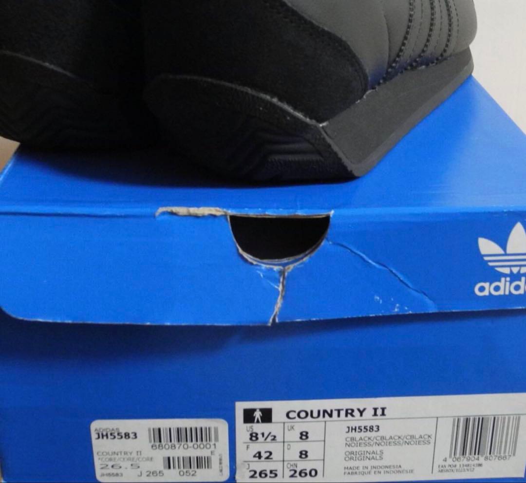 新品 2024年製 adidas country Ⅱトリプルブラック 26.5
