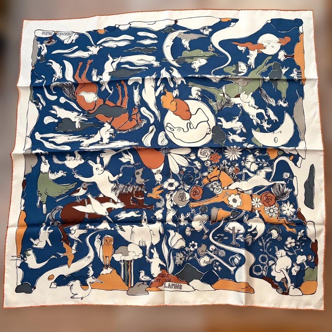 HERMES エルメス　カレ９０　《千と一のウサギ》